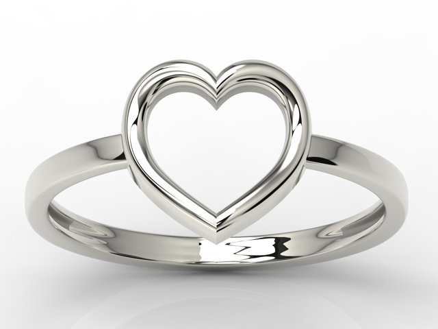 Pierścionek w kształcie serca wykonany z białego złota AP-50B