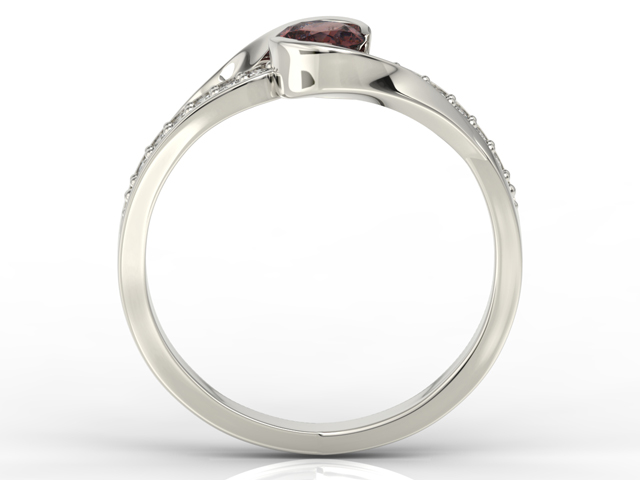 Pierścionek z białego złota z granatem i diamentami model AP-6136B