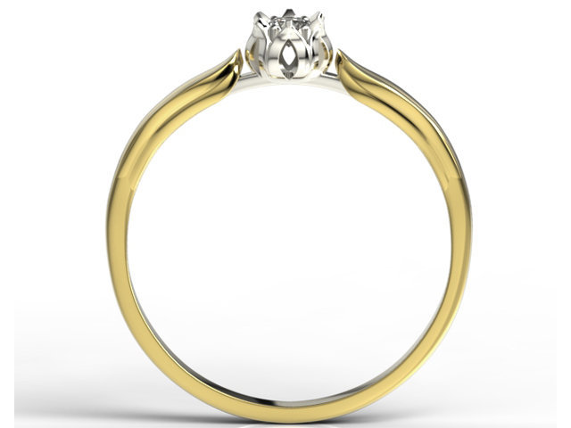 Pierścionek zaręczynowy w kształcie konwalii AP-4010ZB z żółtego i białego złota z brylantem. 