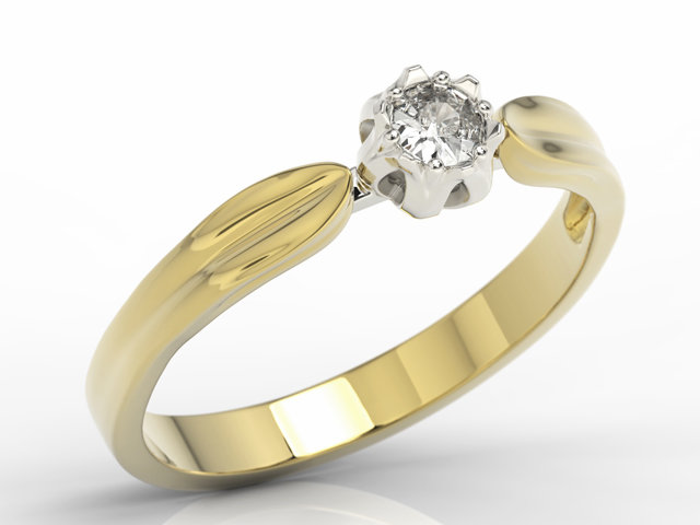 Pierścionek zaręczynowy w kształcie konwalii AP-4012ZB z żółtego i białego złota z brylantem. 