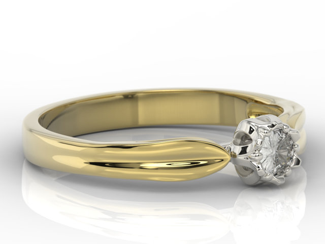 Pierścionek zaręczynowy w kształcie konwalii AP-4016ZB z żółtego i białego złota z brylantem. 