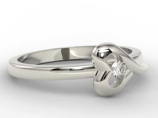 Pierścionek zaręczynowy w kształcie serca z białego złota AP-1610ZB z brylantem