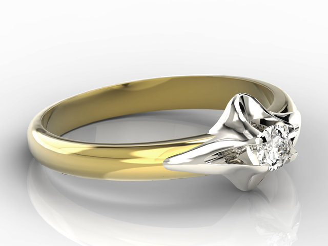 Pierścionek zaręczynowy z żółtego i białego złota AP-1316ZB z brylantem 0,16 ct