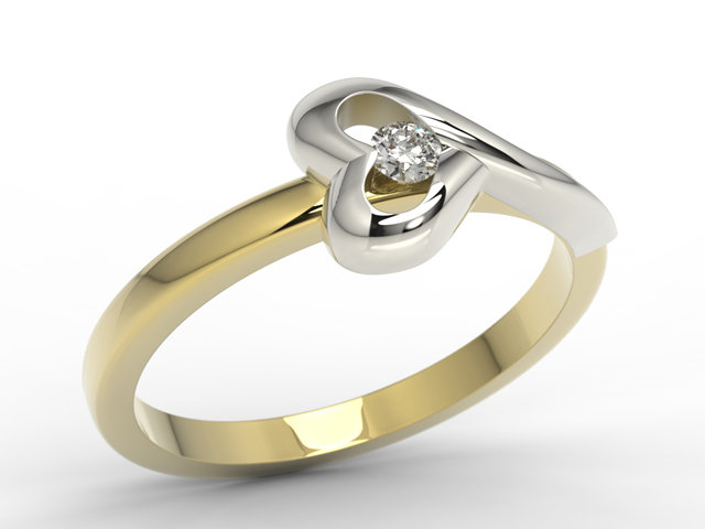 Pierścionek zaręczynowy z żółtego i białego złota AP-1606ZB z brylantem 0,06 ct