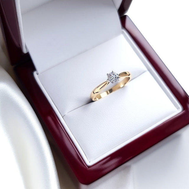 Pierścionek zaręczynowy z żółtego i białego złota z brylantem AP-6627ZB