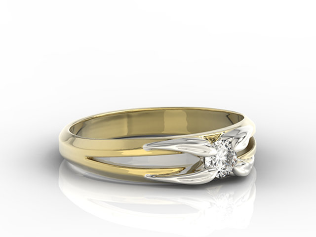 Pierścionek zaręczynowy z żółtego i białego złota z brylantem BP-4316ZB