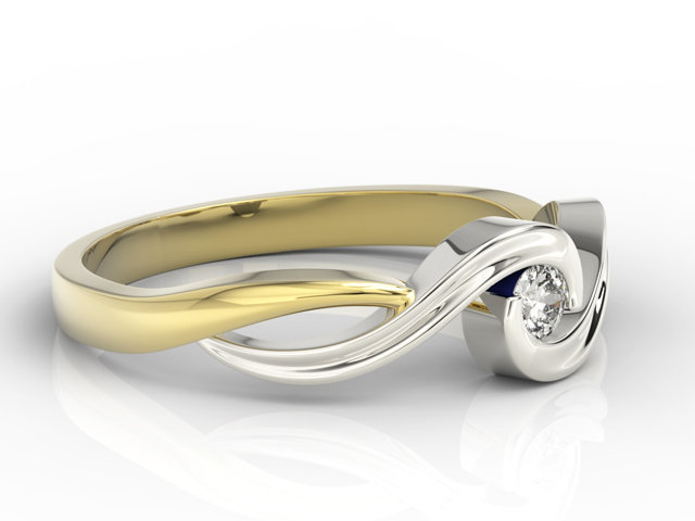 Pierścionek zaręczynowy z żółtego i białego złota z diamentem AP-7508ZB