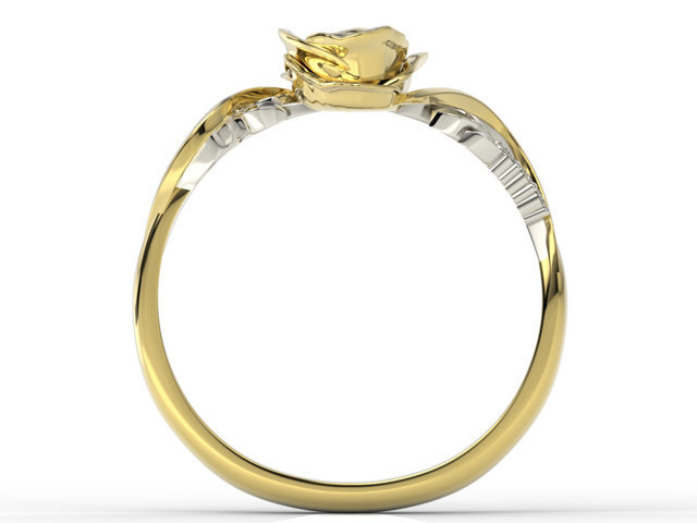 Pierścionek złoty w kształcie róży z tanzanitem i brylantami LP-7715ZB