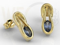 Zestaw: pierścionek, kolczyki i wisiorek z żółtego złota z szafirami BP-69Z-ZESTAW