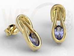 Zestaw: pierścionek, kolczyki i wisiorek z żółtego złota z tanzanitami BP-69Z-ZESTAW
