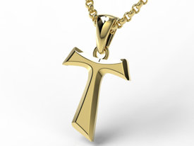 Franciszkański krzyż TAU z żółtego złota - KR-6Z