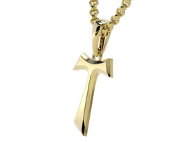 Franciszkański krzyż TAU z żółtego złota - KR-6Z