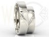 Obrączki ślubne z białego złota palladowego z sercem w damskiej diamenty (para) OB-01B-D