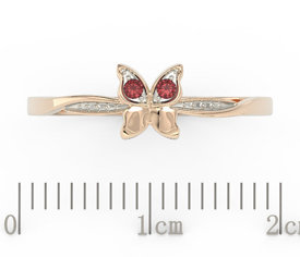 Pierścionek motylek z różowego złota z czerwonymi cyrkoniami BP-88P-R-C