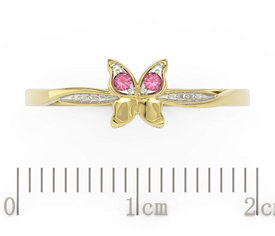 Pierścionek motylek z żółtego złota z różowymi cyrkoniami BP-88Z-R-C