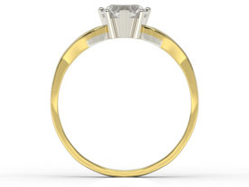 Pierścionek z żółtego i białego złota z białym topazem w kształcie serca i diamentami LP-71ZB