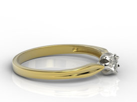 Pierścionek zaręczynowy w kształcie konwalii AP-4008ZB z żółtego i białego złota z brylantem. 