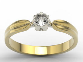 Pierścionek zaręczynowy w kształcie konwalii AP-4012ZB z żółtego i białego złota z brylantem. 