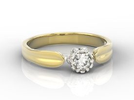Pierścionek zaręczynowy w kształcie konwalii AP-4020ZB z żółtego i białego złota z brylantem 0,20 ct. 