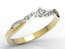 Pierścionek zaręczynowy z żółtego i białego złota z diamentami 0,11 ct wzór AP-7011ZB