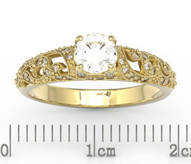 Pierścionek zaręczynowy z żółtego złota z wyrafinowanym wzorem z zirconem i cyrkoniami BP-50Z-C