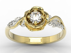 Pierścionek złoty w kształcie róży z brylantami LP-7730ZB